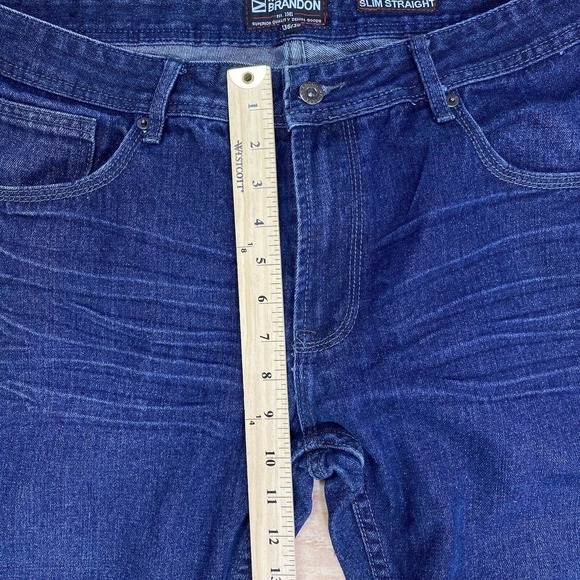 Michael Brandon Slim Straight Jeans Mens 36x30 Dark Wash Casual Work - Picture 5 of 8